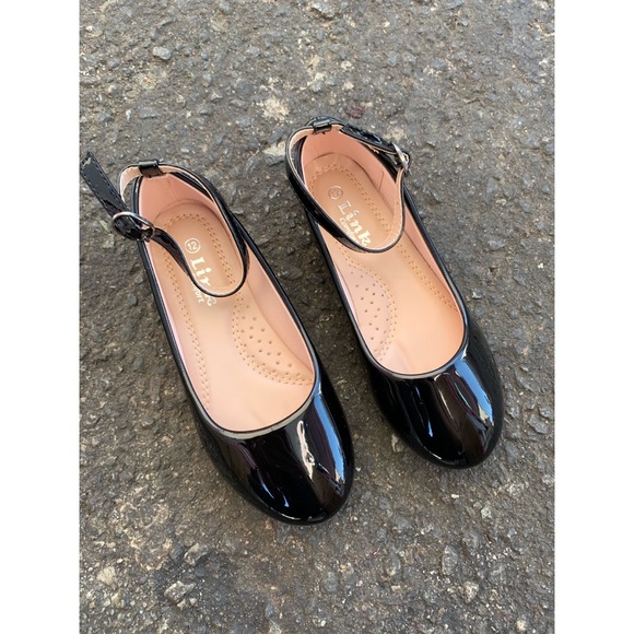 Forever Link Kids Comfort Black Ankle Ballet Flats - Picture 1 of 5